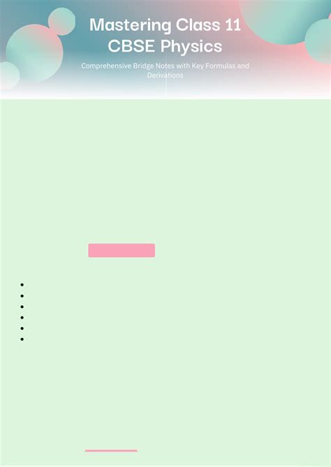 Comprehensive Physics Bridge Notes for Class 11 CBSE - Studocu