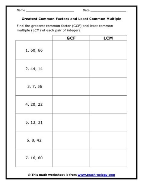 Lcm Practice Worksheets