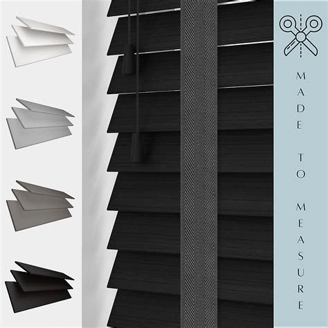 Caecus Blinds Made To Measure Faux Wood Venetian Blind Tape, Black ...