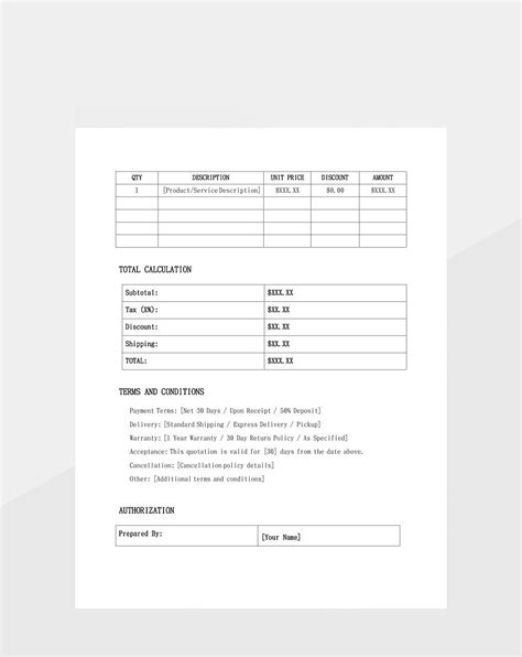 Quotation Form Template Word Template And Google Docs For Free Download