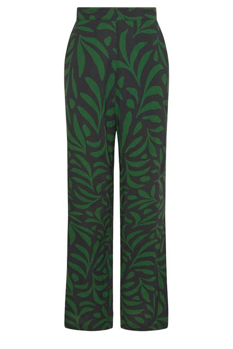 LTS Tall Women's Black Palm Print Wide Leg Trousers | Long Tall Sally