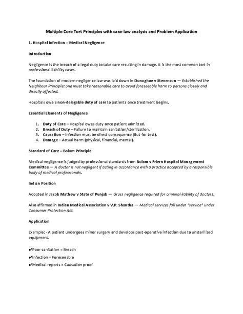 Multiple Core Tort Principles: Case-Law Analysis & Problem Application ...