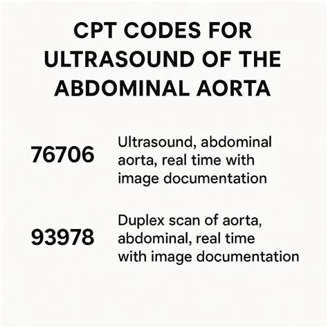 CPT Codes for Ultrasound of the Abdominal Aorta - wmwtl