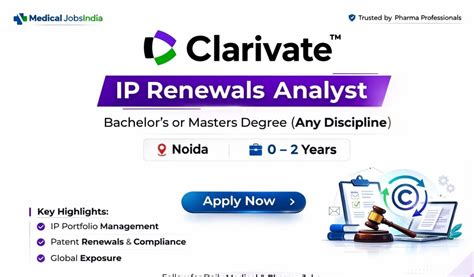 Clarivate Hiring IP Renewals Analyst – Freshers Eligible