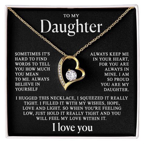 To my Daughter - Gold heart necklace, Gold Forever Love Necklace ...