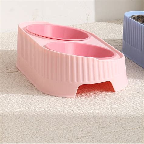 Elevated Plastic Pet Bowl Stand Double Feeder for Dog Cat Food and ...