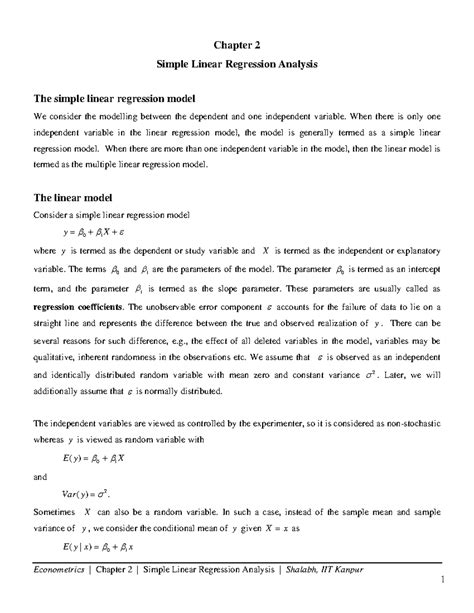 Chapter 2 - Econometrics: Simple Linear Regression Analysis - Studocu