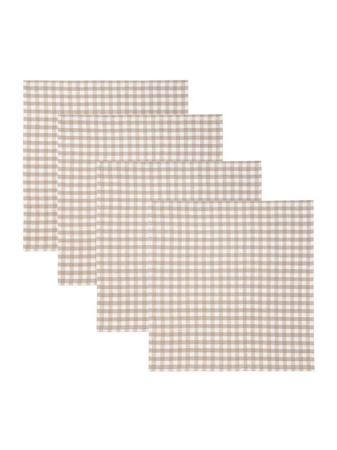 Buy Yard Set of 4 Natural Hayle Check Napkins from Next India