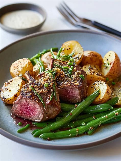 Ultimate Seared Lamb with Mustard Potatoes and Green Beans