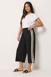 M&Co Petite Black Cropped Side Stripe Trousers | M&Co