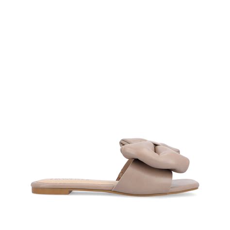 FAYRE PUFFED SLIDE SANDALS IN WIDE - Mocha PU