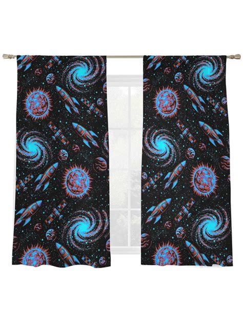 Children's Day Sheer Curtains 2 Panels Set Universe Black Space ...