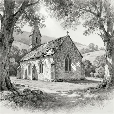 Drawing Of Church - AI Art Gallery | Nightcafe