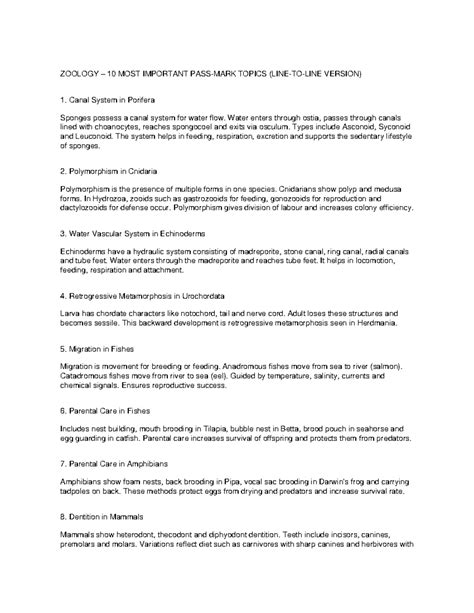 ZOOLOGY 10 Final Exam Key Topics Overview - Studocu