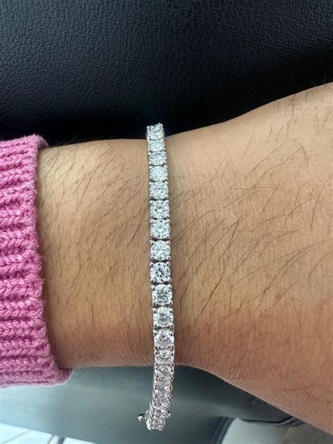 Buy Round Moissanite Tennis Bracelet | 14K White Gold Vermeil, 925 ...