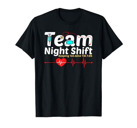 Comfortable Night Shift Nurse Life T-Shirt with Heartbeat Design for ...