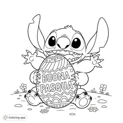 Stitch and Easter Egg - Coloring.app