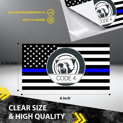 Code 4 Thin Blue Line US Flag Decals (3 Pack) - New, Free Shipping