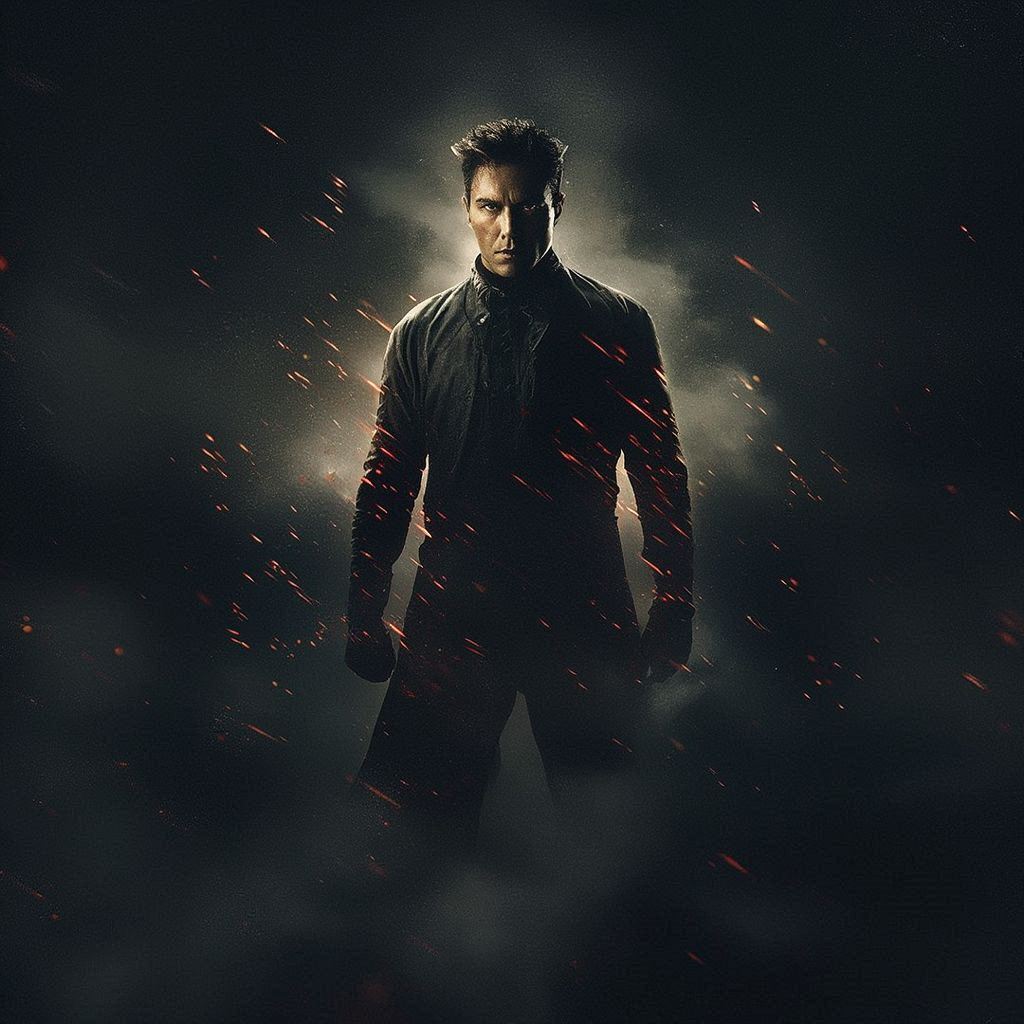 Create a dramatic cinematic movie poster featuring a powerful central character standing in a bold, heroic pose. Use dynamic lighting, deep shadows, and a high‑contrast color palette. Add atmospheric elements like fog, sparks, or glowing light to enhance tension. Include stylized title typography, subtle texture, and a strong sense of scale, evoking epic storytelling without referencing any existing films.。第 1 个图像，共 3 个图像
