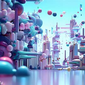 Suppose we are living in a world where amino acids are the main architectural building blocks, create a cityscape that reflects this. Image 3 of 4