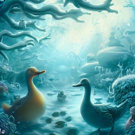 An underwater wonder-world where ducks and sea creatures coexist in a winter wonderland underwater.. Image 4 of 4