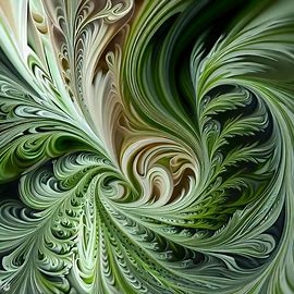 Create a beautiful and intricate abstract art piece using cilantro as the primary subject matter.. Image 4 of 4