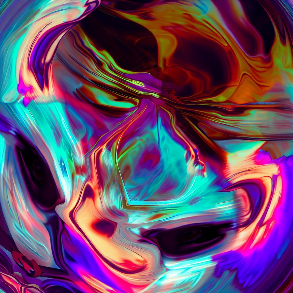 Generate an abstract representation of a CT scan with vibrant and unique patterns.