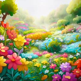 Draw a picture of a beautiful garden filled with colorful flowers, representing the growth and renewal of hope in one's life.. Image 3 of 4