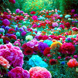 An enchanted garden filled with vibrant peonies of different colors and varieties.. Image 4 of 4