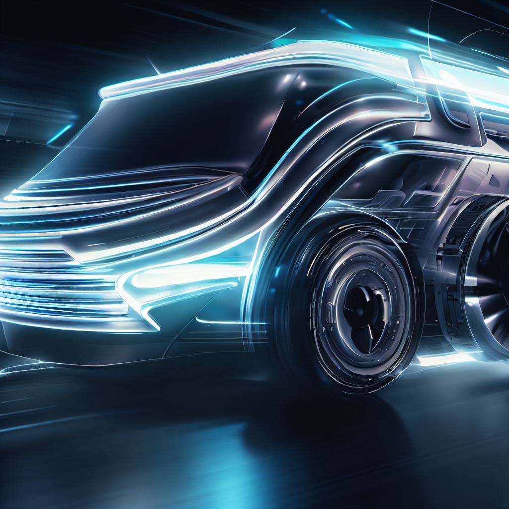 Create an image of a futuristic truck that showcases advanced technology and sleek design.