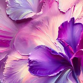 Create an iris painting where you mix romantic shades of pink and purple. Image 1 of 4