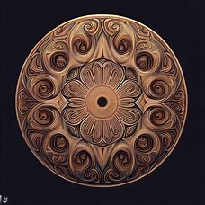 Create an image of a single circle that has intricate designs carved into its surface like a mandala.
