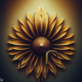 Create an image of a door in the shape of a sunflower with a golden handle.. Image 4 of 4