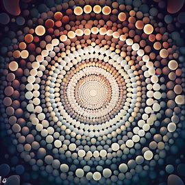 Imagine a circle that is made up of many smaller circles interconnected in a pattern, creating a beautiful and symmetrical image.. Image 4 of 4