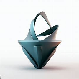 Design a futuristic, abstract pot for holding plants with a unique geometric shape.