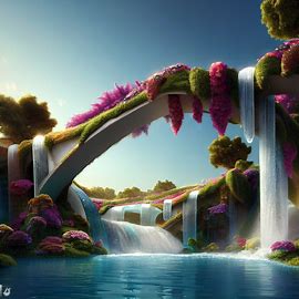 Design a bridge made exclusively of gems, with sparkling waterfalls cascading down either side.. Image 4 of 4