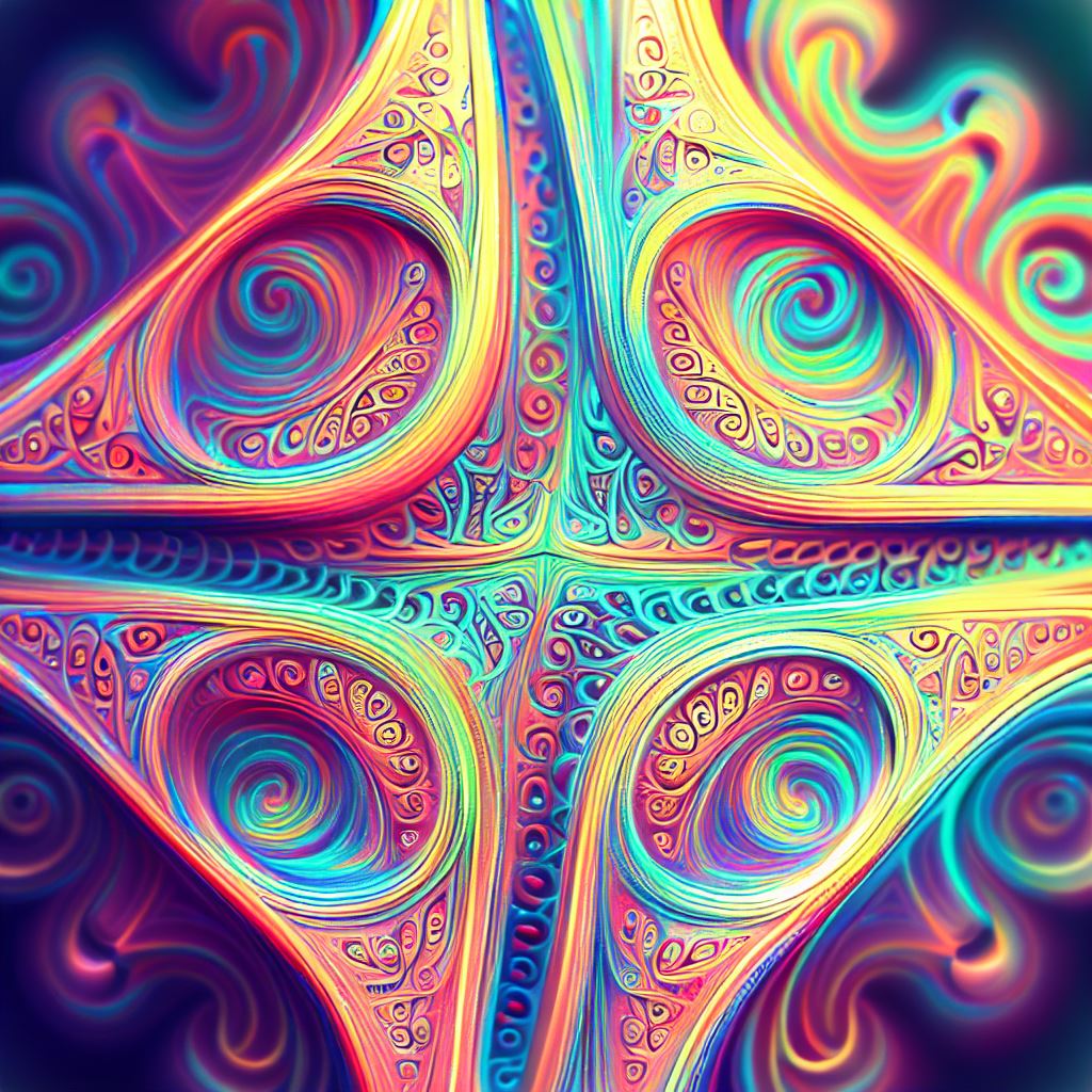 Draw a beautiful and intricate cos graph with vibrant colors and intricate patterns.