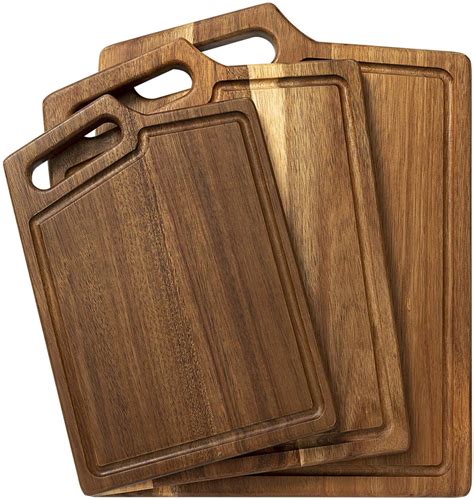 Buy HBlife Acacia Wood Cutting Board for Kitchen with Handles & Juice ...