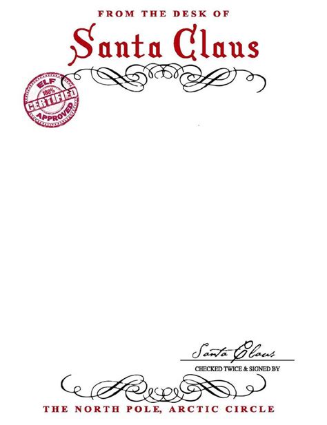 Free Santa Letter Template with Santa's Signature