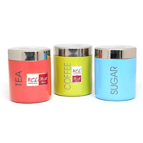 Buy KCL Stainless Steel Tea/Coffee/Sugar Containers, TCS - 600 ML Each ...