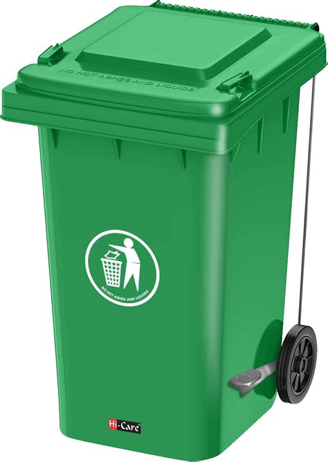 Hi-Care Plastic Garbage Bin 240 Litre with wheel and pedal - Heavy Duty ...