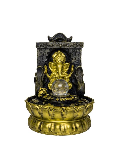 Buy | Black and Gold-Toned Ganesha LED Table Top Water Fountain | Tied ...