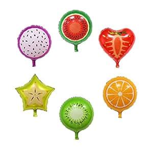 Onewy 6 Pieces Tutti Fruit Foil Balloons Tropical Hawaiian Luau ...