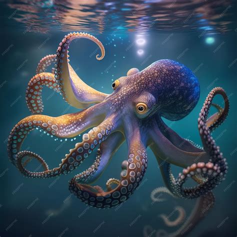 Premium Photo | An octopus is swimming in the water.