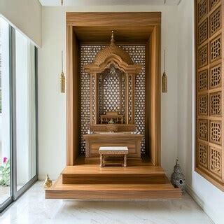 Modern Mandir Design With Two-Tier Platform