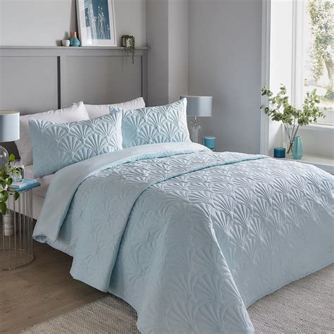 Serene - Duck Egg Blue Floral Embroidery Duvet Cover - King Bedding ...