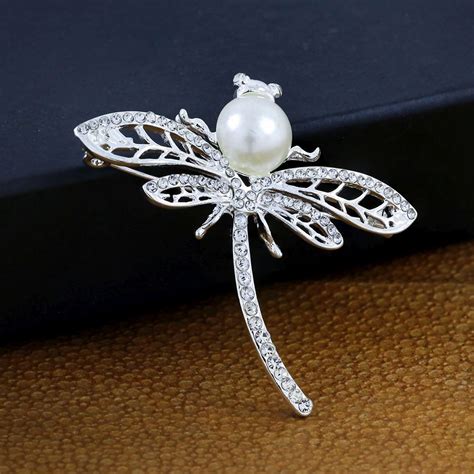Butterfly Ad CZ Crystal Pearl Silver Brooch Badge Pin Needle – ZIVOM