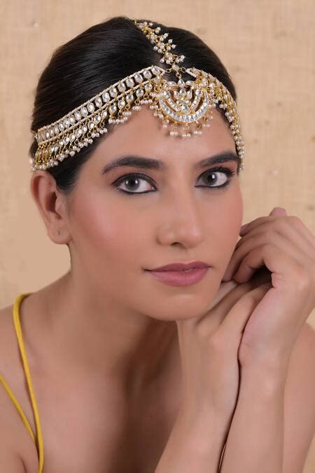 Buy White Gold Plated Chand Nikhat Mathapatti by Shlok Jewels Online at ...