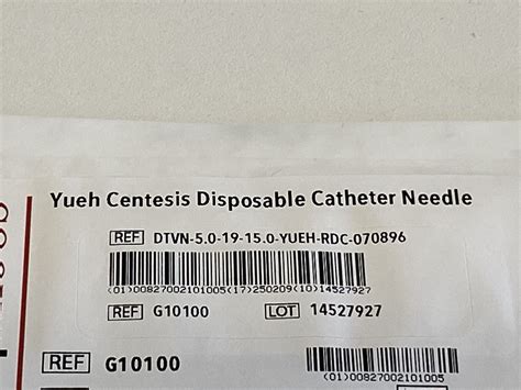 New COOK MEDICAL Yueh Centesis Disposable Catheter Needle G10100 Exp ...