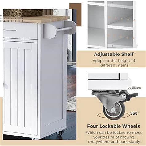 Kitchen Island on Wheels with 4 Locking Wheels, India | Ubuy